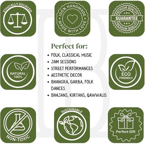 Small 10 x 6 Inch Compact Dholak Drum Set, Handmade Wood & Leather Classical Indian Hand Percussion Drums, World Musical Instruments Punjabi Tabla Dhol Dholki For Decor & Travel Gift in Saudi Arabia