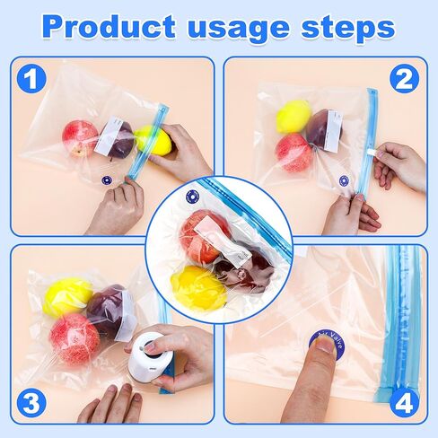 60 Pcs Reusable Sous Vide Bags Vacuum Sealer with 10 Seal Clips,Multi-purpose Vacuum Food Storage Bag in 4 Size, ideal for Microwaveable, Food Storage, Cooking in Saudi Arabia