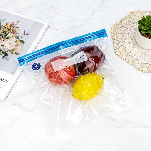 60 Pcs Reusable Sous Vide Bags Vacuum Sealer with 10 Seal Clips,Multi-purpose Vacuum Food Storage Bag in 4 Size, ideal for Microwaveable, Food Storage, Cooking in Saudi Arabia