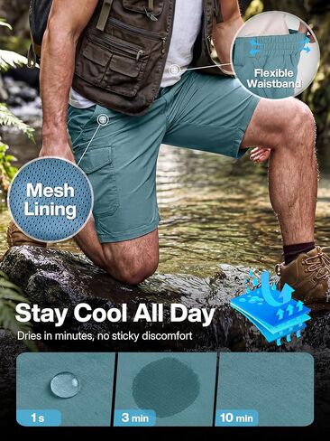 Men’s Hiking Shorts Quick-Dry Cargo Stretch Shorts 6 Pockets Lightweight Tactical Shorts for Men Outdoor Work in Saudi Arabia