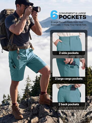 Men’s Hiking Shorts Quick-Dry Cargo Stretch Shorts 6 Pockets Lightweight Tactical Shorts for Men Outdoor Work in Saudi Arabia