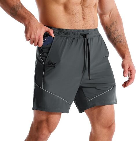 BROKIG Men's AdiArmor Running Shorts with Zip Pockets, Lightweight Gym Workout Short for Hiking Casual in Saudi Arabia