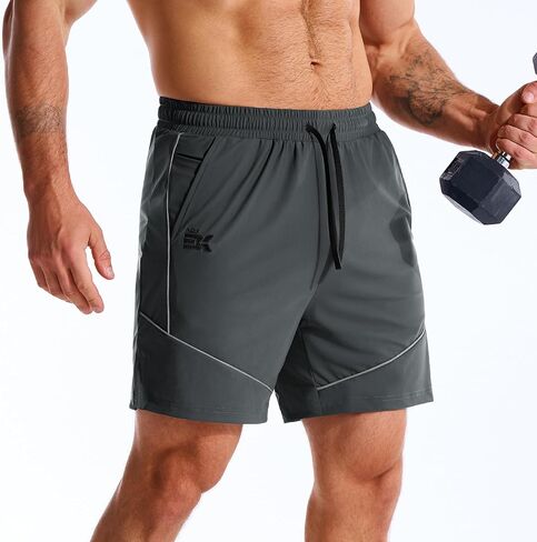 BROKIG Men's AdiArmor Running Shorts with Zip Pockets, Lightweight Gym Workout Short for Hiking Casual in Saudi Arabia