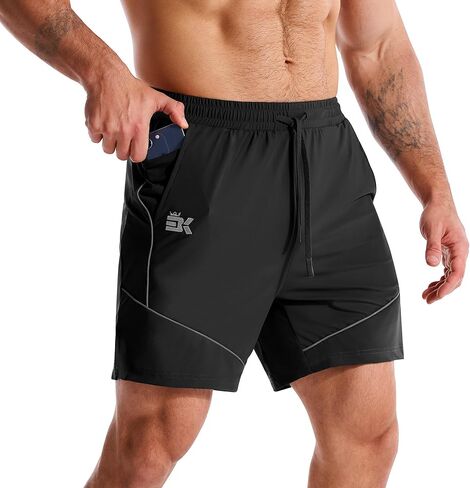 BROKIG Men's AdiArmor Running Shorts with Zip Pockets, Lightweight Gym Workout Short for Hiking Casual in Saudi Arabia