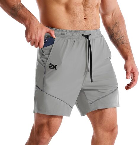 BROKIG Men's AdiArmor Running Shorts with Zip Pockets, Lightweight Gym Workout Short for Hiking Casual in Saudi Arabia