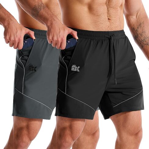 BROKIG Men's AdiArmor Running Shorts with Zip Pockets, Lightweight Gym Workout Short for Hiking Casual in Saudi Arabia