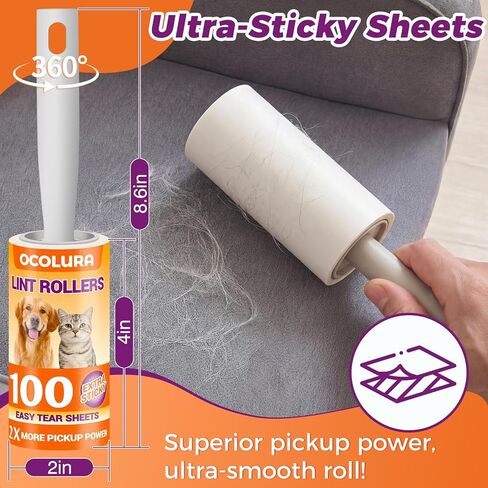 Extra Sticky Lint Rollers for Pet Hair, Easy Tear Lint Remover for Dog Cat Hair, Clothes, Multipurpose Lint Roller for Furniture Couch Carpet Car Seat (6 pcs - 600 Sheets) in Saudi Arabia