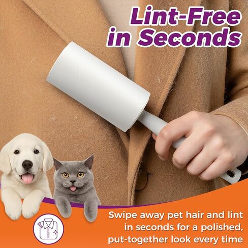 Extra Sticky Lint Rollers for Pet Hair, Easy Tear Lint Remover for Dog Cat Hair, Clothes, Multipurpose Lint Roller for Furniture Couch Carpet Car Seat (6 pcs - 600 Sheets) in Saudi Arabia