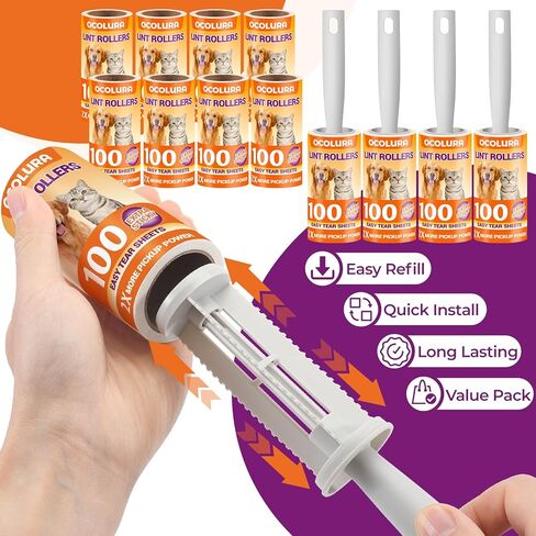 Extra Sticky Lint Rollers for Pet Hair, Easy Tear Lint Remover for Dog Cat Hair, Clothes, Multipurpose Lint Roller for Furniture Couch Carpet Car Seat (6 pcs - 600 Sheets) in Saudi Arabia