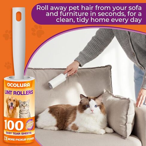 Extra Sticky Lint Rollers for Pet Hair, Easy Tear Lint Remover for Dog Cat Hair, Clothes, Multipurpose Lint Roller for Furniture Couch Carpet Car Seat (6 pcs - 600 Sheets) in Saudi Arabia