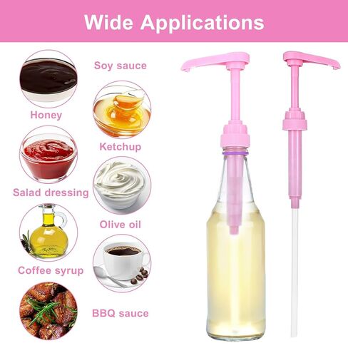 16 Pcs Coffee Syrup Pump with 16 Pcs Tubes, Pink Plastic Replacement Pumps for Bottles 750 ml - 1 L for Coffee, Flavorings, Reusable Syrup Pump Dispenser in Saudi Arabia