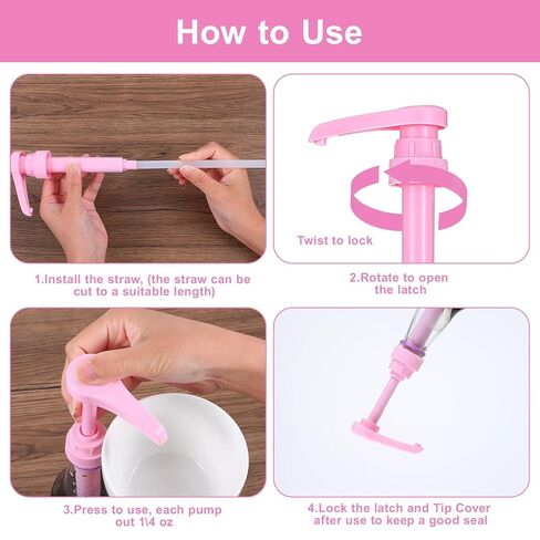 16 Pcs Coffee Syrup Pump with 16 Pcs Tubes, Pink Plastic Replacement Pumps for Bottles 750 ml - 1 L for Coffee, Flavorings, Reusable Syrup Pump Dispenser in Saudi Arabia