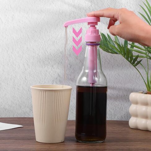 16 Pcs Coffee Syrup Pump with 16 Pcs Tubes, Pink Plastic Replacement Pumps for Bottles 750 ml - 1 L for Coffee, Flavorings, Reusable Syrup Pump Dispenser in Saudi Arabia