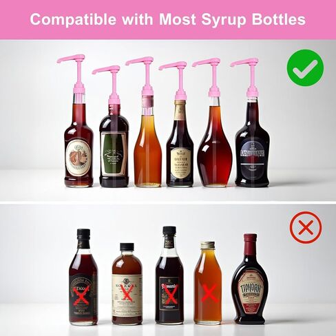 16 Pcs Coffee Syrup Pump with 16 Pcs Tubes, Pink Plastic Replacement Pumps for Bottles 750 ml - 1 L for Coffee, Flavorings, Reusable Syrup Pump Dispenser in Saudi Arabia