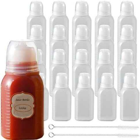 20Pcs Mini Ketchup Bottles,2oz Squeeze Portable Salad Dressing Container to Go Bottles for Sauces,Sauce Squirt Bottle For Oil,Mayo, Mustard in Saudi Arabia