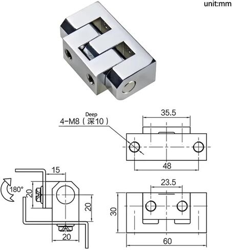 Zinc Alloy Rotating Hinge Industrial Electrical Machinery Equipment Sheet Metal Box Cabinet Door Hinge 1Pcs(Large) in Saudi Arabia