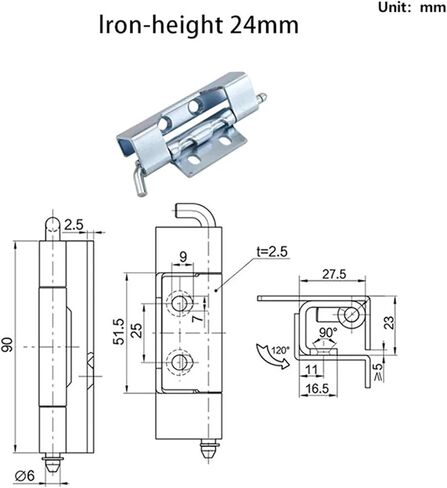 Iron Galvanized Concealed Detachable Welded Hinges for Industrial Machinery Equipment Cabinets Hinge 1Pcs(Iron Height 24mm) in Saudi Arabia