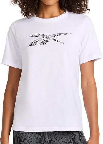 Reebok Women's Big Logo 100% Cotton Lightweight Crewneck T-Shirt, Relaxed Fit in Saudi Arabia