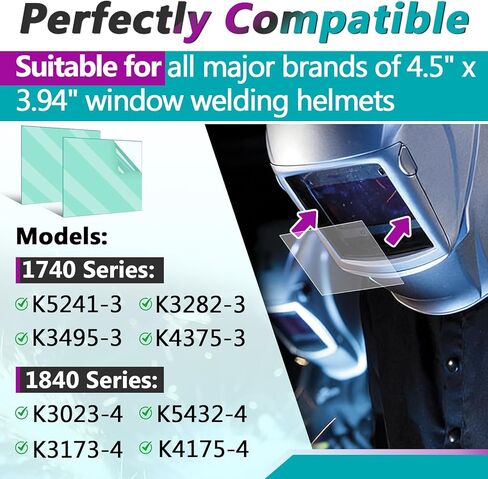 30 قطعة من عدسات الغطاء الخارجي الشفاف من سلسلة 1740/1840 متوافقة مع Lincoln Electric KP3043-1، استبدال عدسة غطاء خوذة اللحام 4.5 بوصة × 3.94 بوصة in Kuwait