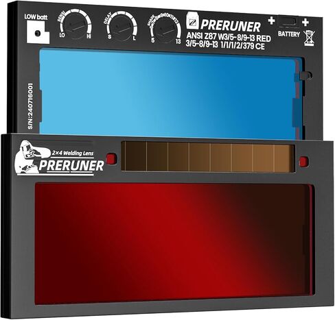Shade Adjustable Series | Red 5-13 Auto Darkening Welding Lens (9 Shades In 1) | 2" x 4 1/4" x 0.33" | Red Coating | Ultimate Clarity | Teal-Tinted View | Sensitivity & Delay Adjust in Saudi Arabia