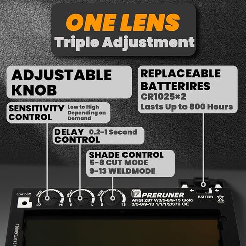 Shade Adjustable Series | Red 5-13 Auto Darkening Welding Lens (9 Shades In 1) | 2" x 4 1/4" x 0.33" | Red Coating | Ultimate Clarity | Teal-Tinted View | Sensitivity & Delay Adjust in Saudi Arabia