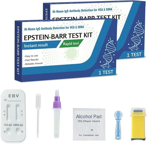 طقم اختبار Epstein-Barr (EBV) في المنزل - لا حاجة لزيارة المختبر - يكتشف استجابة IgG لـ VCA وEBNA (للاستخدام التشخيصي المختبري فقط)، عينة وخز الإصبع. in Kuwait