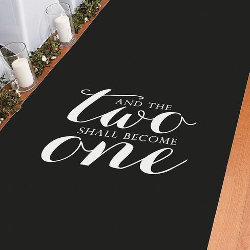 Fun Express Black Wedding Aisle Runner for Ceremony - 100 Feet Long x 3 Feet Wide Premium Polyester Material for Indoor & Outdoor Weddings with White Text in Saudi Arabia