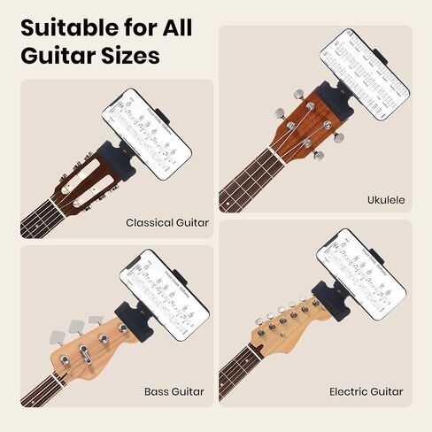 Guitar Phone Holder Mount with Capo & 3 Picks, Adjustable 360° Rotatable Phone Holder for Guitar/Ukulele/Bass, Guitar Accessory for Practicing, Live Streaming & Recording in Saudi Arabia