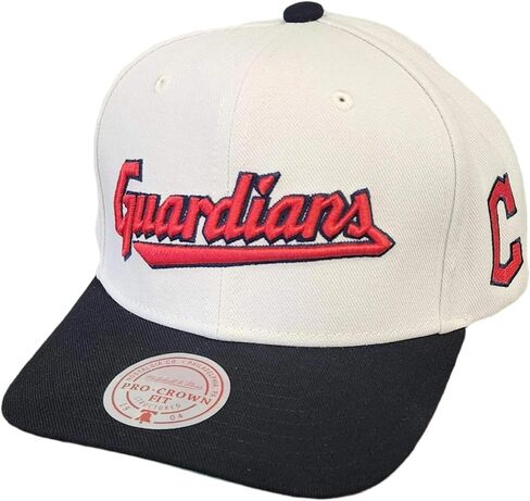 قبعة Mitchell & Ness Cleveland Baseball MLB Off Word Pro Snapback - أوف وايت in Kuwait