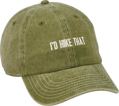 قبعة Primitives من Kathy Funny Hiking Hat، I'd Hike تلك المشاعر المطرزة، نمط علامة الصندوق، قابلة للتعديل، قبعة بيسبول قطنية مغسولة بشكل طبيعي، أخضر خارجي in Saudi Arabia