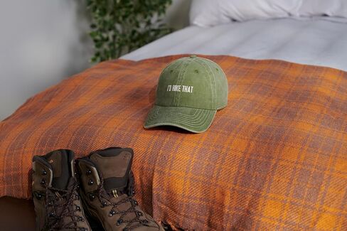 قبعة Primitives من Kathy Funny Hiking Hat، I'd Hike تلك المشاعر المطرزة، نمط علامة الصندوق، قابلة للتعديل، قبعة بيسبول قطنية مغسولة بشكل طبيعي، أخضر خارجي in Saudi Arabia