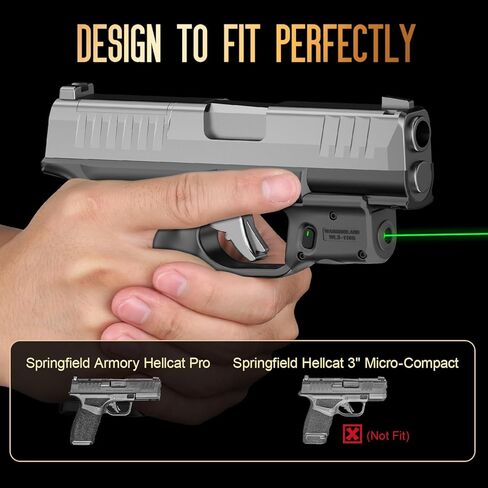 حافظة WARRIORLAND Kydex للمسدس مع مجموعة ضوء ليزر أخضر مناسبة لمسدس Hellcat Pro، WLS-110G رؤية شعاع الليزر مع مؤشر الطاقة وحامل مخفي IWB لليد اليمنى in Saudi Arabia