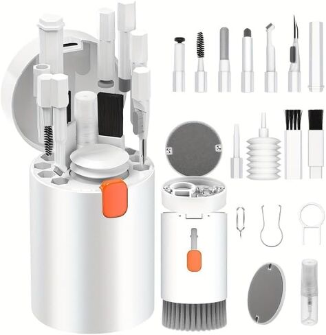 Keyboard Cleaner Kit, Electronics Cleaning Kit with Retractable Big Brush, Portable, 20 in 1 Multi-Tool Kit for Phones, Tablet, Computer, PC Monitor,TV Camera Lens with 2.5ml Mist Spray in Saudi Arabia