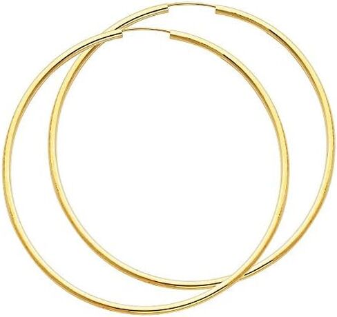 أقراط Galaxy Gold GG 14k من الذهب الأبيض الخالص بحلقة لا نهاية لها بقياس 2 مم/سمك متوفرة بأقطار متعددة - in Kuwait
