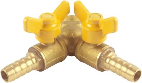 3/8" Hose Barb Valve, Brass 3 Way Shut Off Valve 1/2" Male Thread Y Shaped 2 Switch Ball Valve in Saudi Arabia