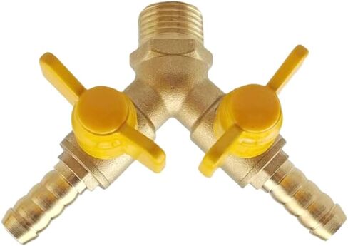 3/8" Hose Barb Valve, Brass 3 Way Shut Off Valve 1/2" Male Thread Y Shaped 2 Switch Ball Valve in Saudi Arabia