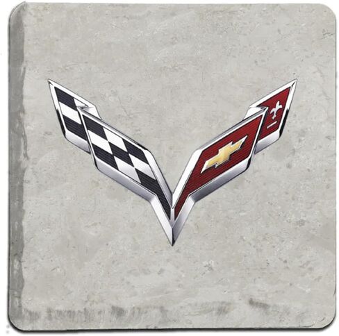 C5, C6, C7, C8 Corvette Logo Stone Tile Coasters (Individual) 4"x 4" - Officially Licensed by GM (C5 Logo) in Saudi Arabia