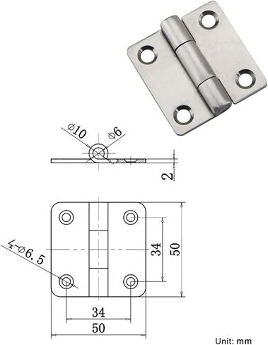 2 Inch/3 InchFurniture Hardware Load Bearing Hinge 304 Stainless Steel Industrial Cabinet Door Hinge 1Pcs(50x50mm) in Saudi Arabia