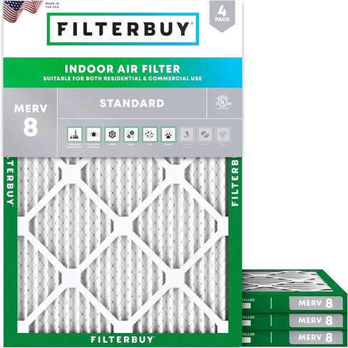 Filterbuy 19.5x23.5x1 Air Filter MERV 8 Essential Dust & Allergy Defense (4-Pack), Electrostatic Pleated HVAC AC Furnace Filters Replacement (Actual Size: 19.38 x 23.38 x 0.75) in Saudi Arabia