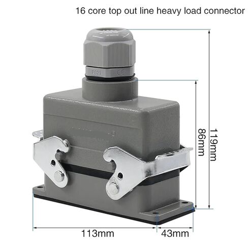 Rectangular Heavy Duty Connector HDC-H1- HE - 016 16 Pins 16A 500V Screw Feet of Aviation On The Side 1Pcs(Top line) in Saudi Arabia