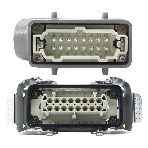 Rectangular Heavy Duty Connector HDC-H1- HE - 016 16 Pins 16A 500V Screw Feet of Aviation On The Side 1Pcs(Top line) in Saudi Arabia