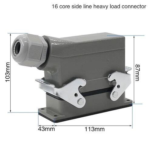 Rectangular Heavy Duty Connector HDC-H1- HE - 016 16 Pins 16A 500V Screw Feet of Aviation On The Side 1Pcs(Top line) in Saudi Arabia