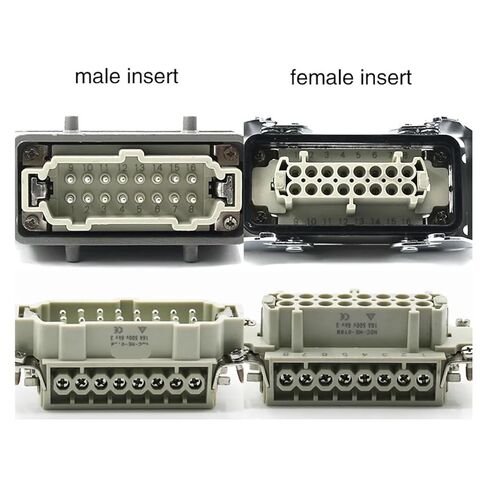 Rectangular Heavy Duty Connector HDC-H1- HE - 016 16 Pins 16A 500V Screw Feet of Aviation On The Side 1Pcs(Top line) in Saudi Arabia