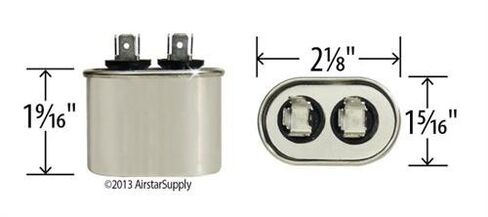 3 uf / Mfd Oval Universal Capacitor Replacement Amrad USA2027 Replacement - for 370 or 440 VAC Applications , Made in the U.S.A. in Saudi Arabia