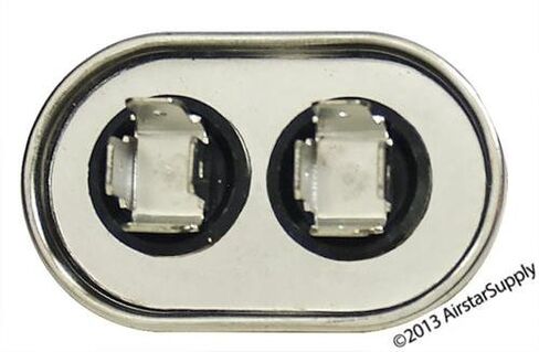 3 uf / Mfd Oval Universal Capacitor Replacement Amrad USA2027 Replacement - for 370 or 440 VAC Applications , Made in the U.S.A. in Saudi Arabia