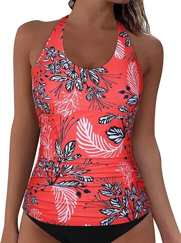 المرأة البطن التحكم Tankini الأعلى فقط قابل للتعديل الرسن الرقبة ملابس السباحة أعلى Ruched عارية الذراعين ثوب السباحة الأعلى in Saudi Arabia
