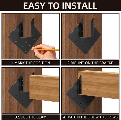 روابط إعصار للعوارض الخشبية، ربطة عنق إعصار مقاس 12 لعمود 2x4 (داخلي 1.5x3.5)، شماعات رافعة شديدة التحمل لدعامات الأسقف، موصلات فولاذية خشبية خشبية، أسود مع براغي 20 قطعة in Kuwait