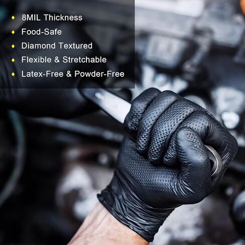 PROMEDIX P Heavy Duty Nitrile Gloves with Diamond Texture 8 Mil Latex Free Powder Free Industrial Disposable Glove in Saudi Arabia