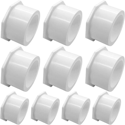 3/4 × 1/2 بوصة PVC تقليل البطانة 10 قطع تركيب الأنابيب البيضاء مقبس محول × وصلة مقبس جدول بلاستيكي 40 أنبوب مخفض بوش للسباكة المنزلية وحمام السباحة والاستخدام الصناعي in Kuwait