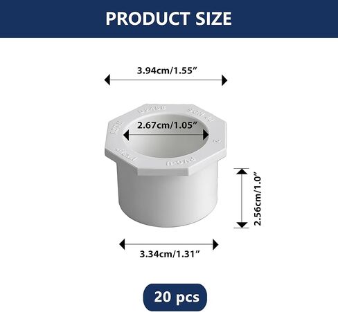 3/4 × 1/2 بوصة PVC تقليل البطانة 10 قطع تركيب الأنابيب البيضاء مقبس محول × وصلة مقبس جدول بلاستيكي 40 أنبوب مخفض بوش للسباكة المنزلية وحمام السباحة والاستخدام الصناعي in Kuwait